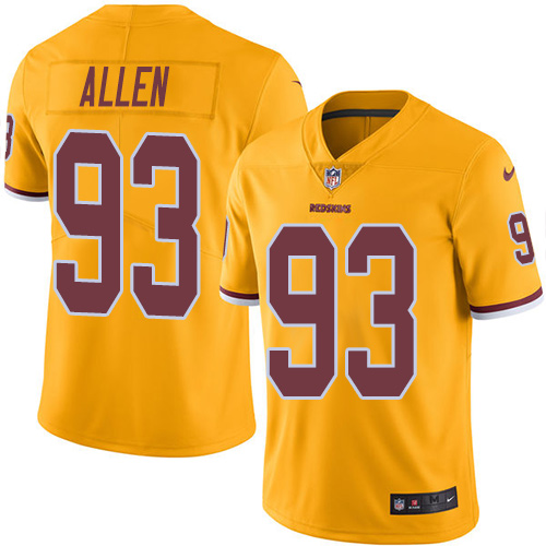 Nike Redskins #93 Jonathan Allen Gold Men's Stitched NFL Limited Rush Jersey - Click Image to Close